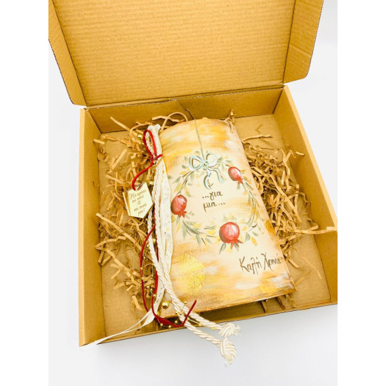 Χριστουγεννιάτικο γούρι κεραμίδι με ρόδια