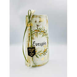 Χριστουγεννιάτικο γούρι κεραμίδι με στεφάνι ελιάς